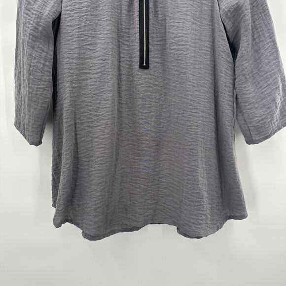 Yushi Top Womens Medium Shirt Tunic Lagenlook Crinkle T Y2K Asymmetrical - Picture 2 of 8